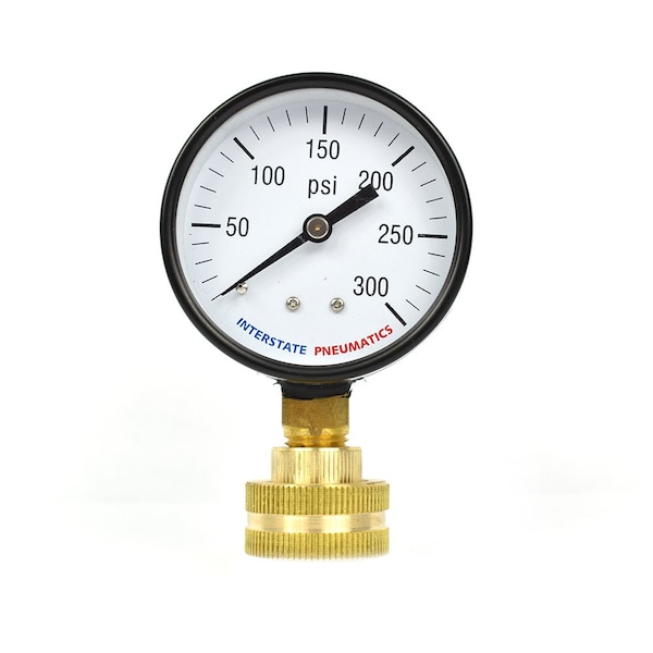 Interstate Pneumatics 2-1/2 Inch 300 PSI 3/4 Inch GHT, P2A Water Pressure Test Gauge, 3/4 Inch Female Hose Thread G2022-300W - main